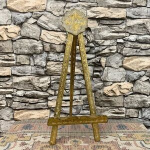 #03 Rare 20” Vintage Italian Florentine Florentia Gilt Wood Easel Display Stand